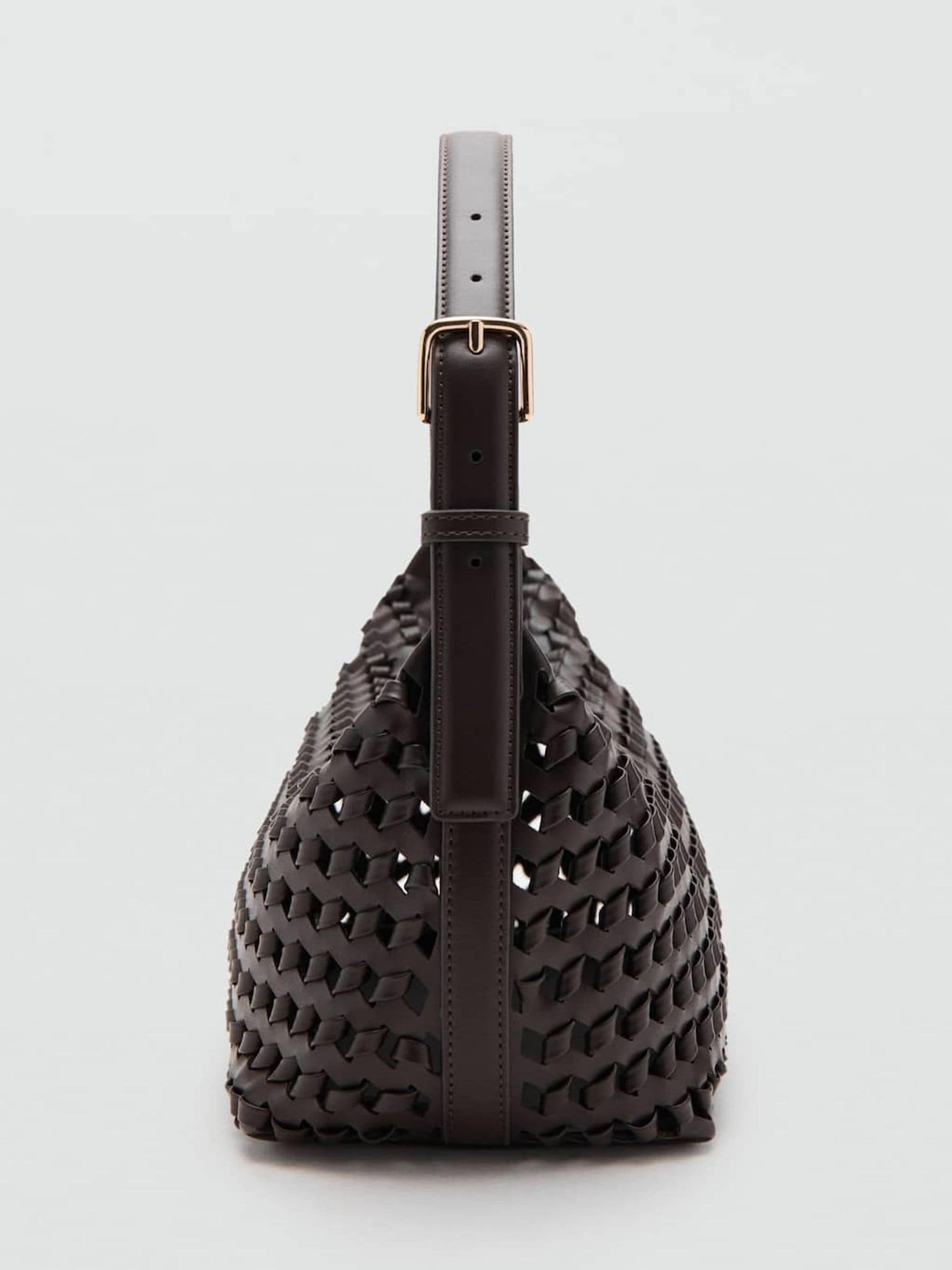 Mango brown braided shoulder bag medium, UK version