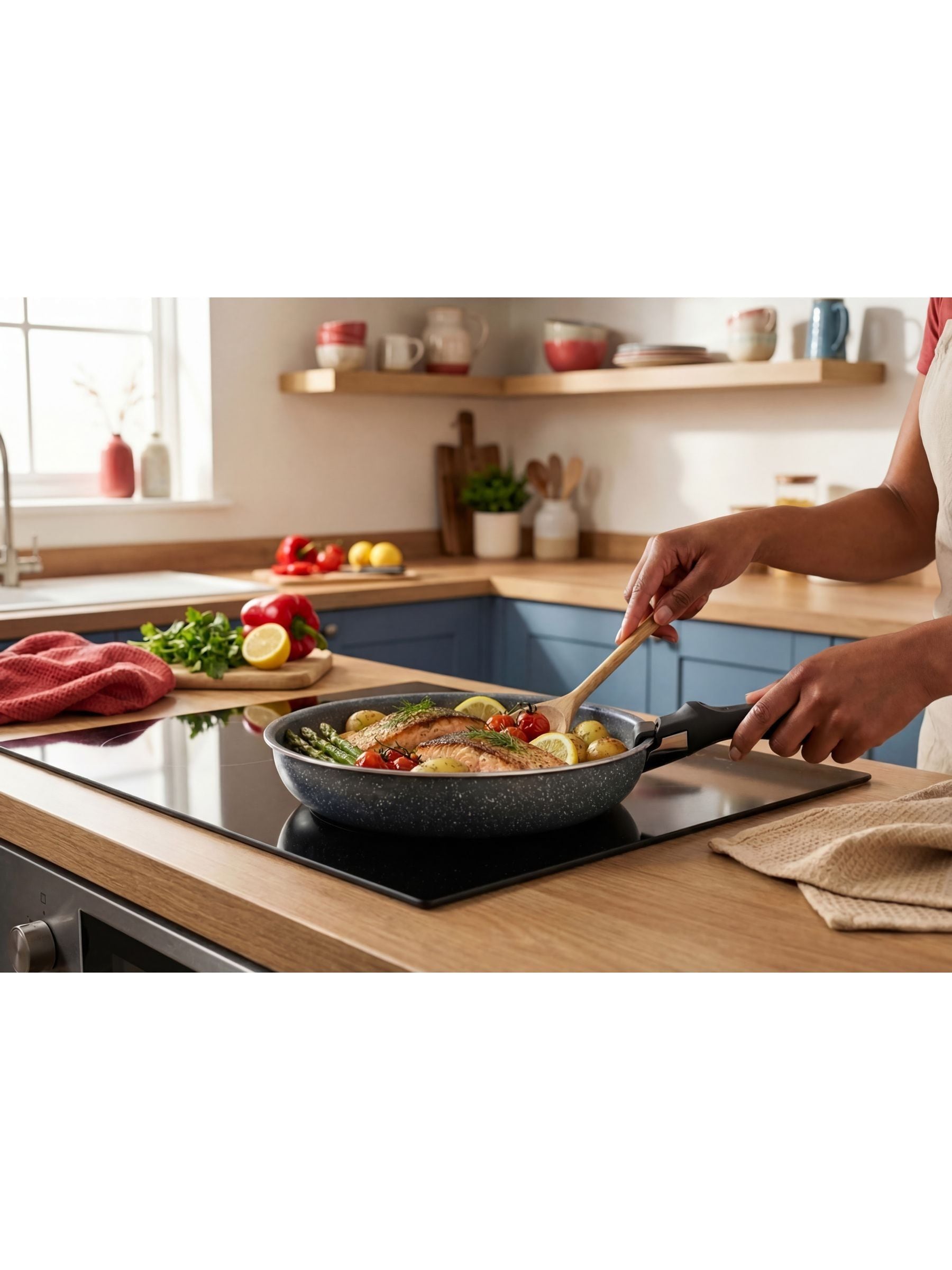 Russell Hobbs 4-piece grey stone stir-fry pan set (British brand)
