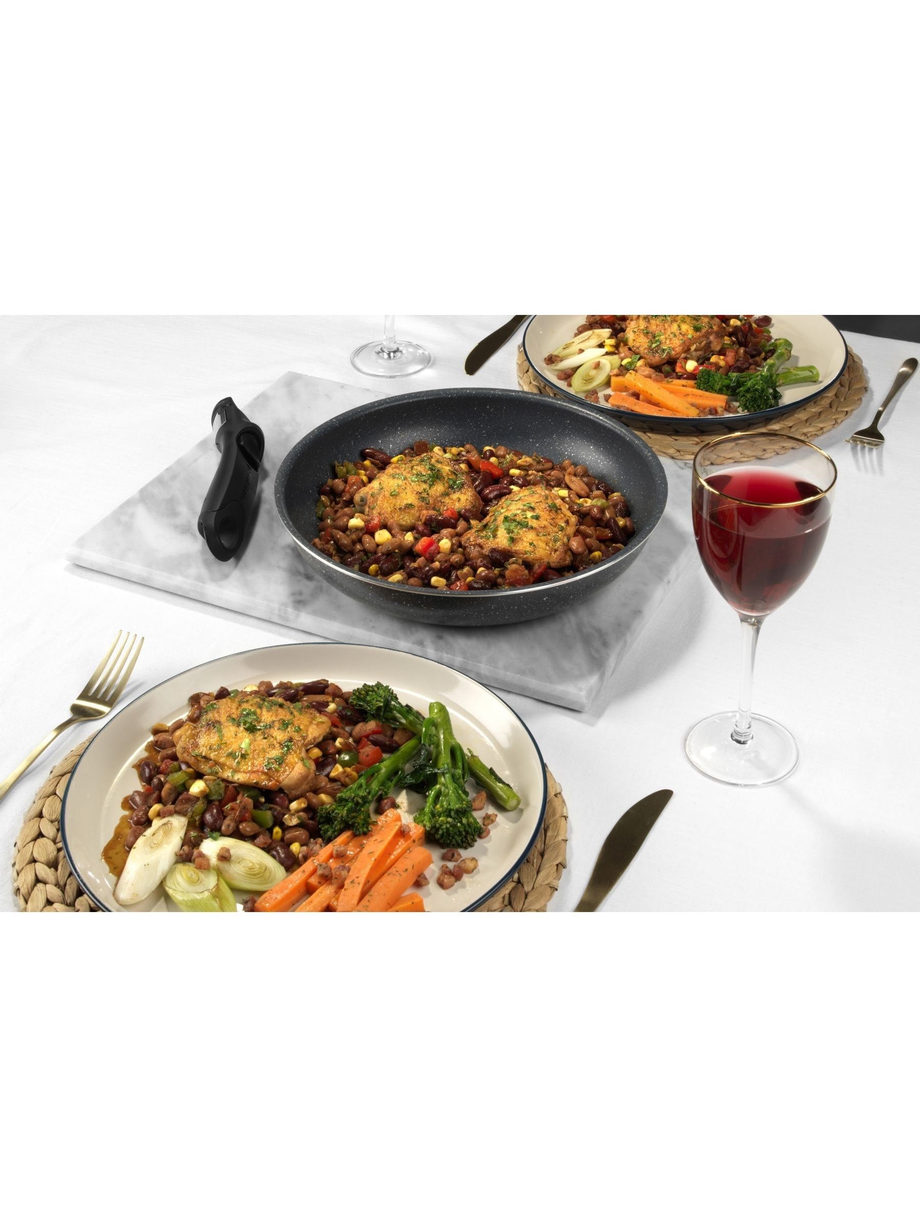 Russell Hobbs 4-piece grey stone stir-fry pan set (British brand)
