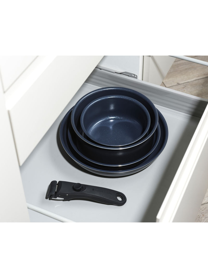 Russell Hobbs blue Smart Clip 5 piece pan set, imported from the UK