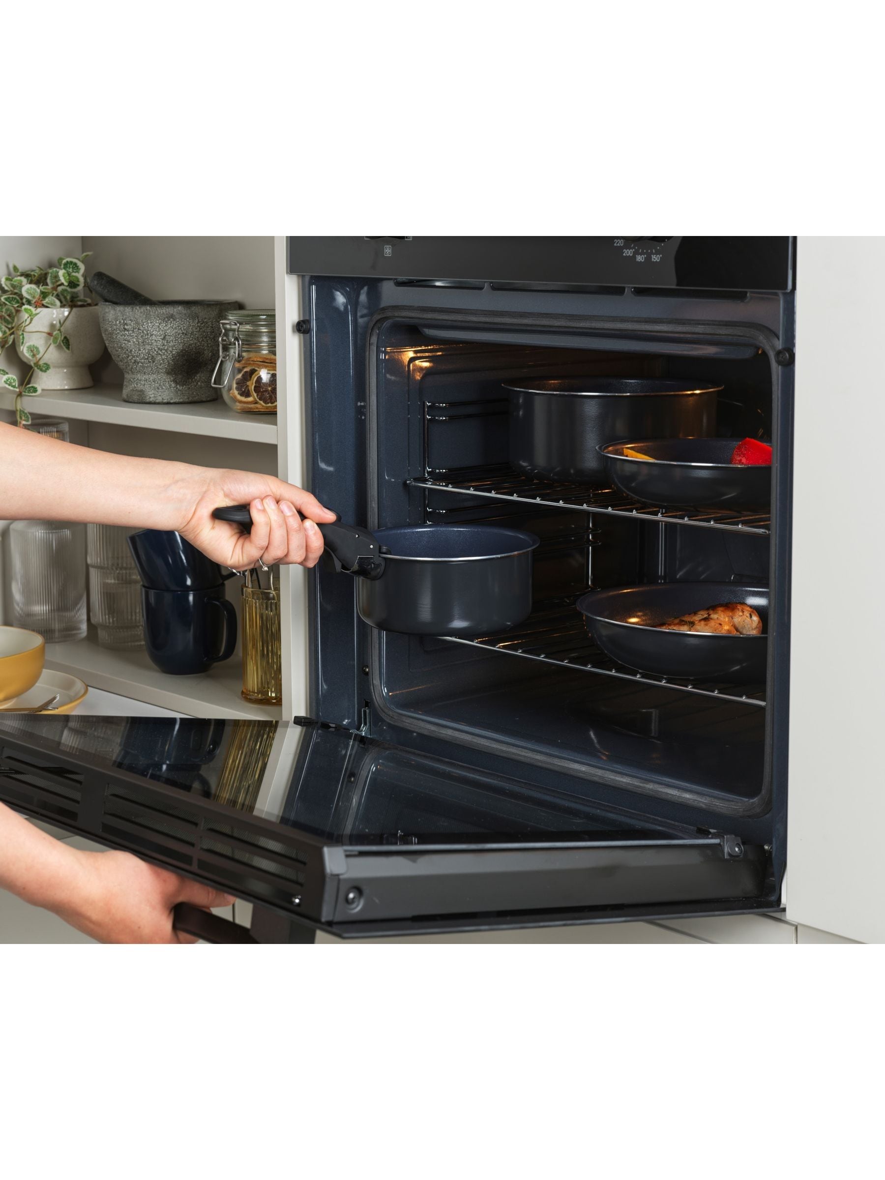 Russell Hobbs blue Smart Clip 5 piece pan set, imported from the UK