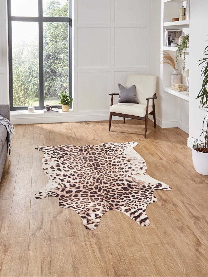 Think Rugs Leopard Faux Animal Print Rug