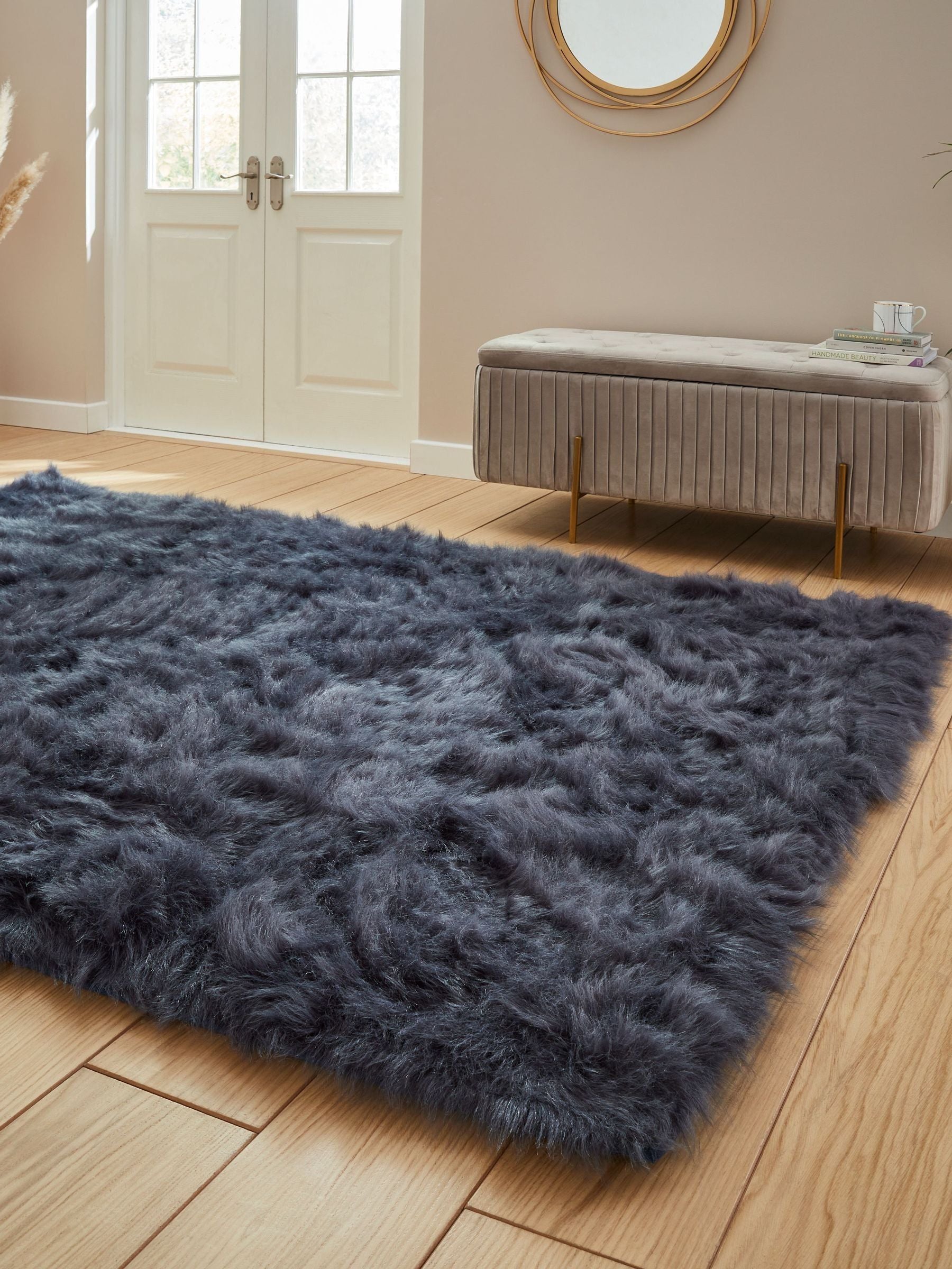 Think Rugs Navy Polar Plush shaggy rug (British brand)