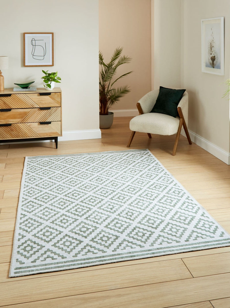 Think Rugs Green Coral Modern Geometric Rug