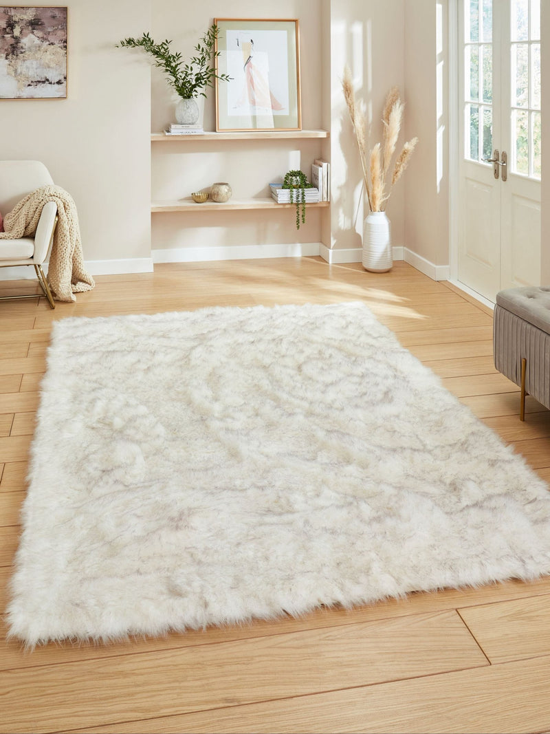 Think Rugs white polar plush shaggy rug (British brand)