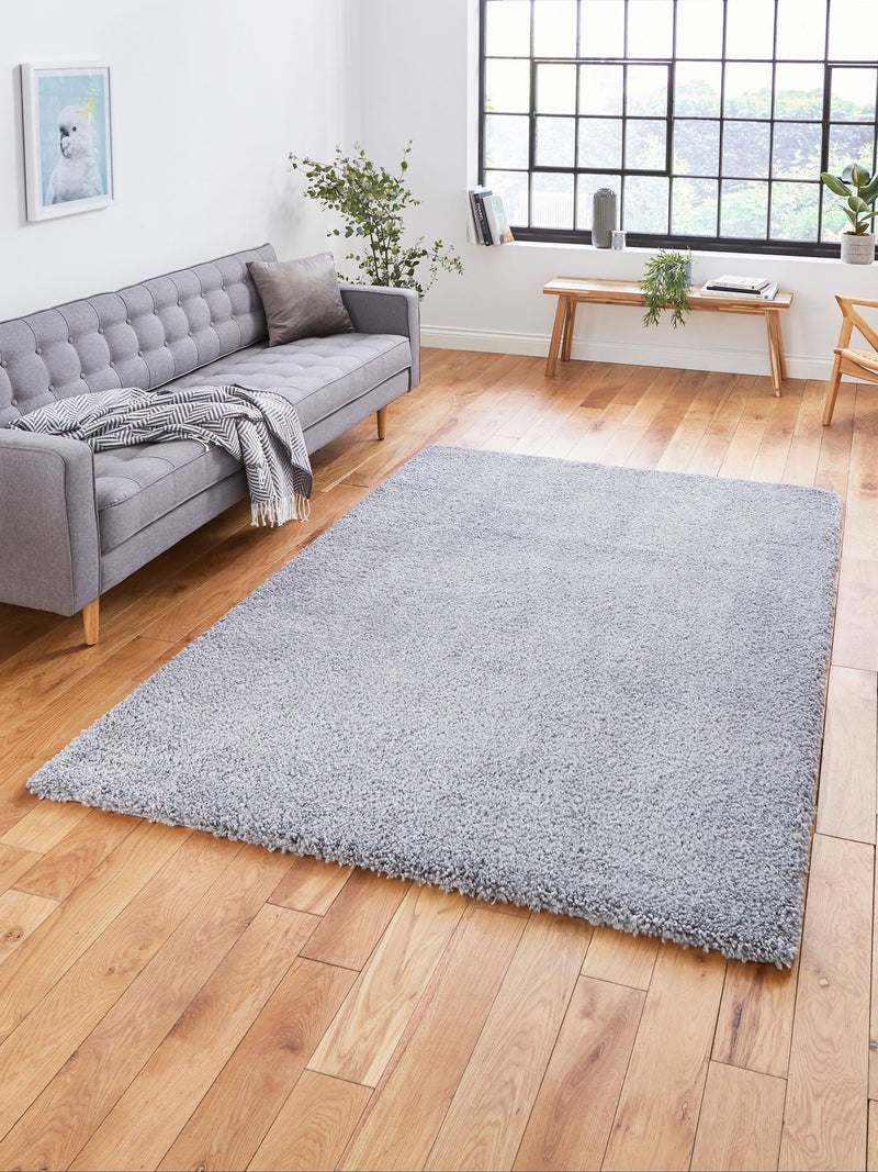 Think Rugs Grey Sierra Plain Shaggy Rug