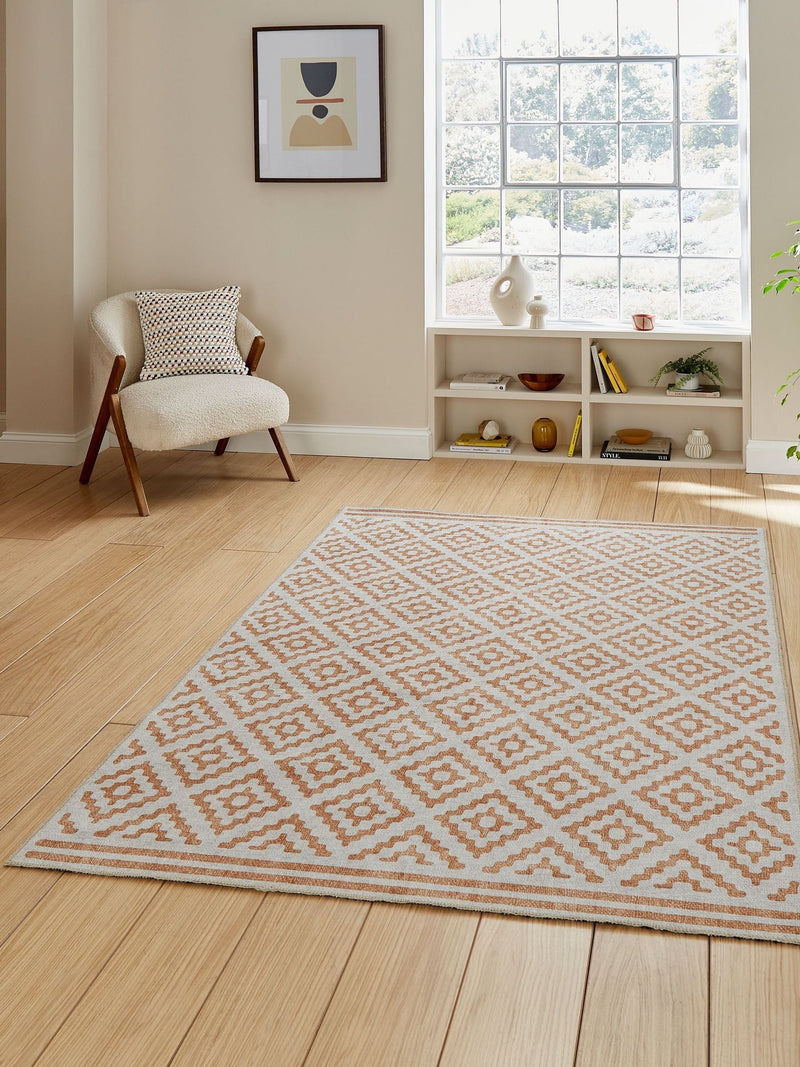 Think Rugs Yellow Coral Modern Geometric Rug