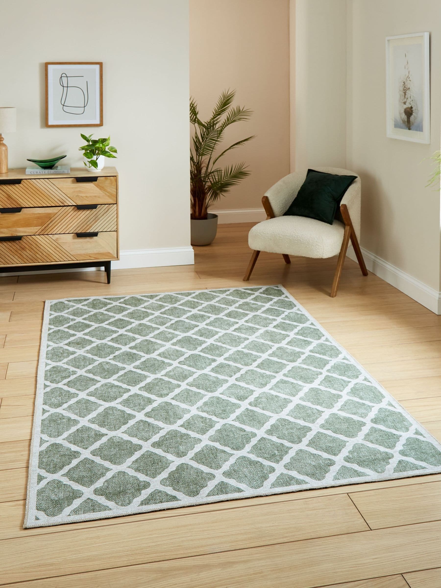 Think Rugs green coral polyester modern rug - British product