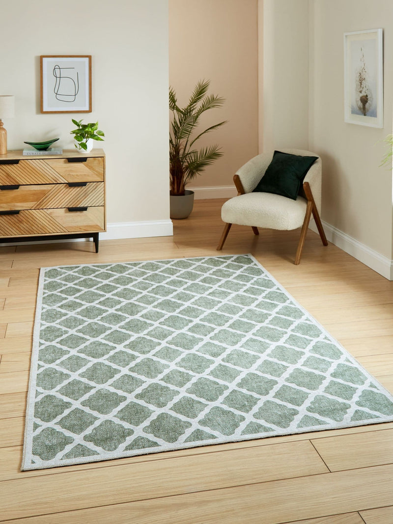 Think Rugs green coral polyester modern rug - British product