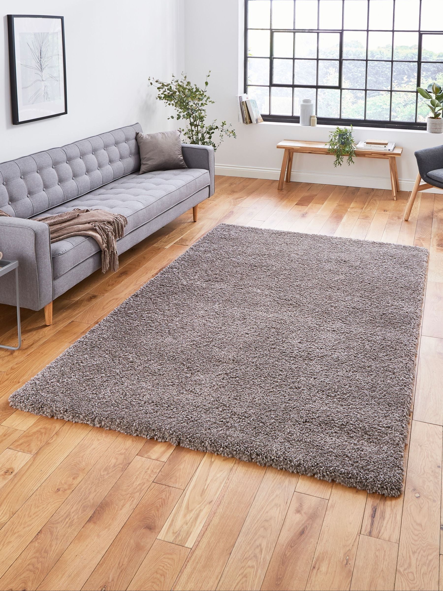Think Rugs Beige Sierra Plain Shaggy Rug