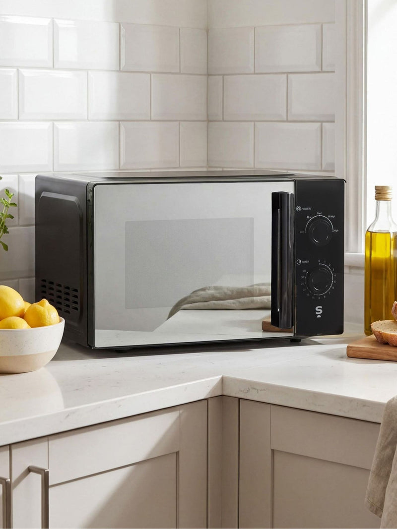 Salter black mirrored manual microwave 20L - British product