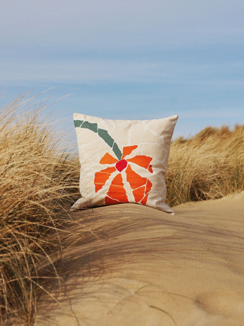 The Conran Shop cream orange flower cushion 50x50cm, imported from the UK