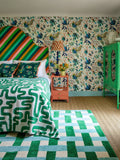 Harlequin green basket weave wool rug (British brand)