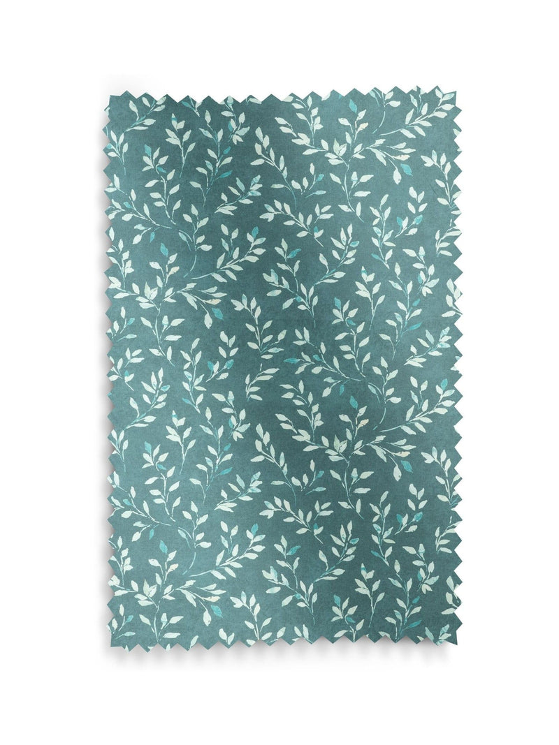 Azure Blue Shelby roman blind with floral cotton print, imported from the UK