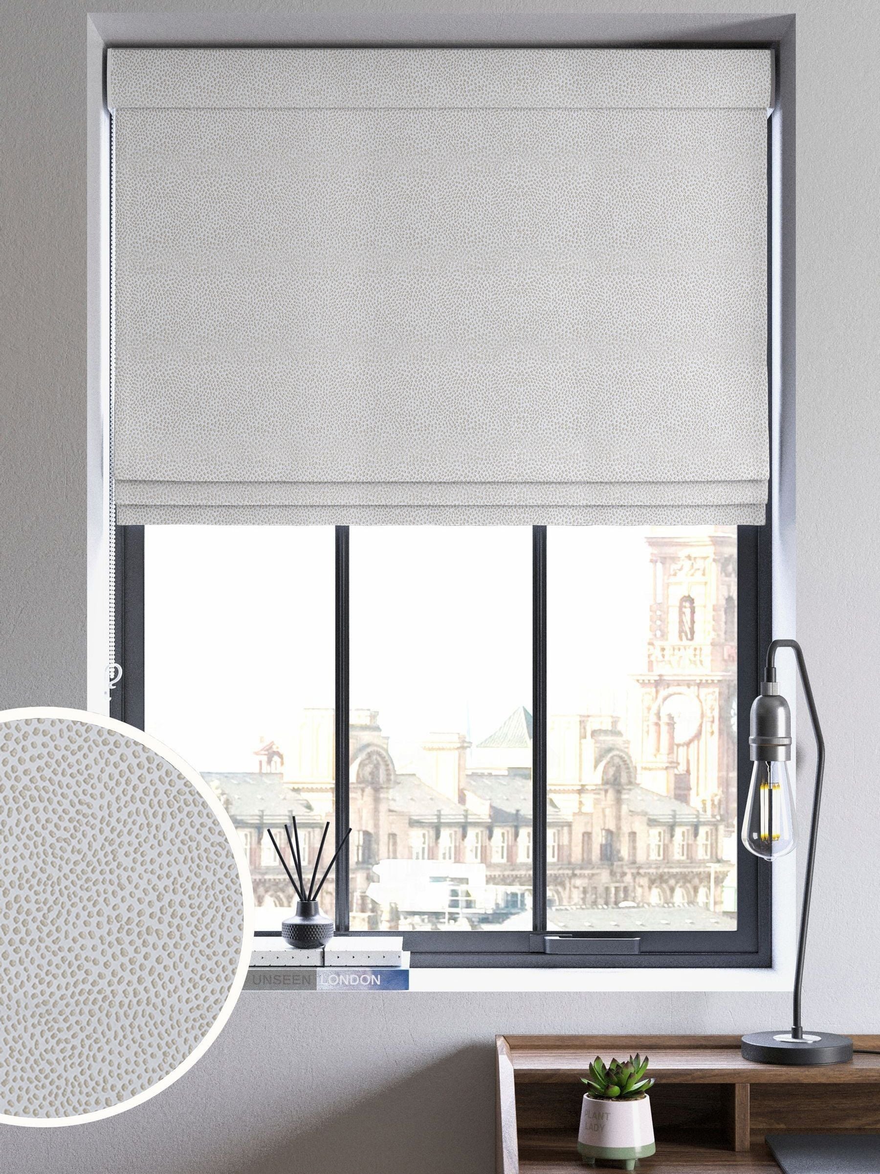 Dove Grey stipple Roman blind, made to measure, imported from the UK