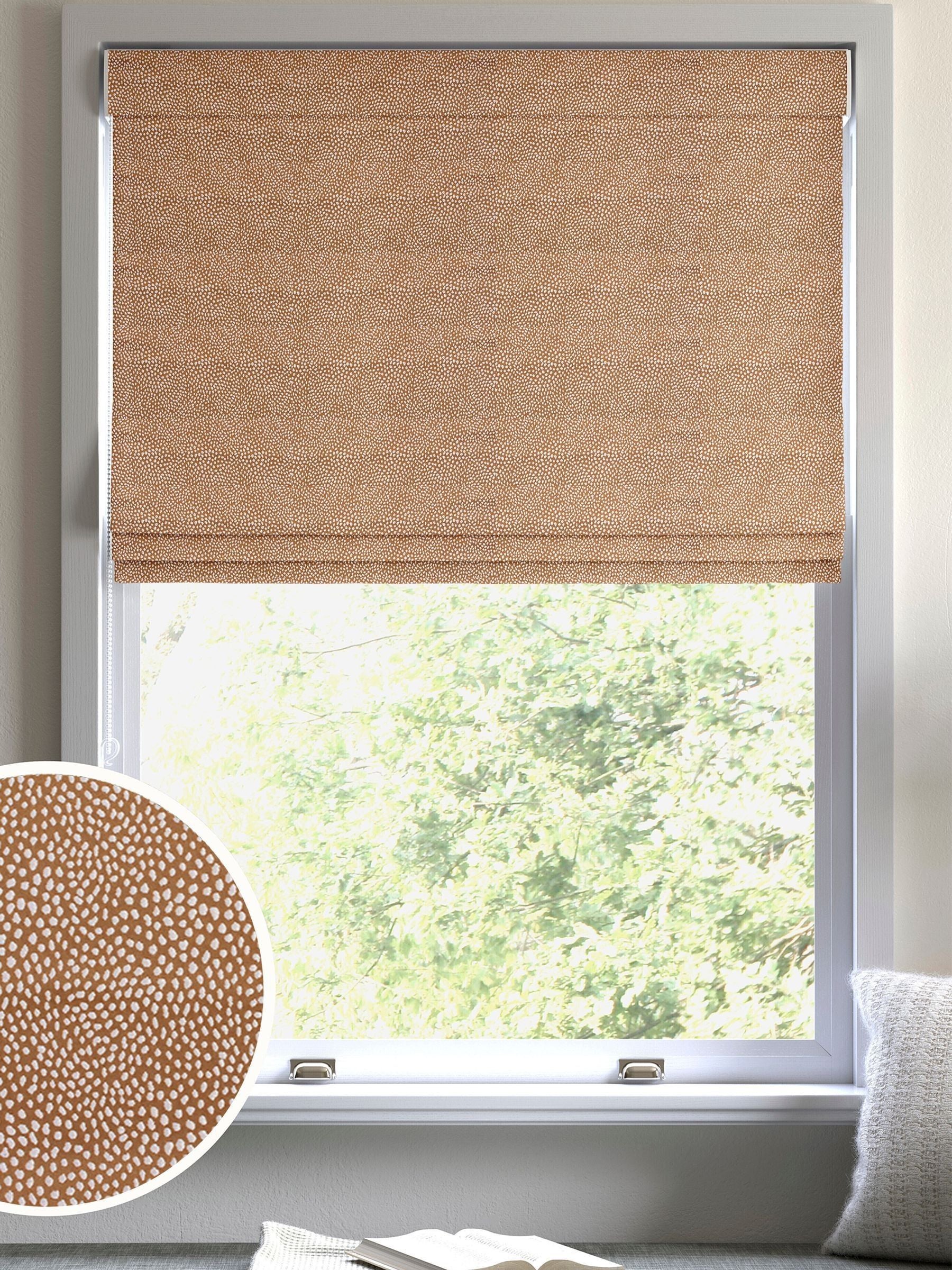 Ginger Orange stipple roman blind, made to measure, UK version