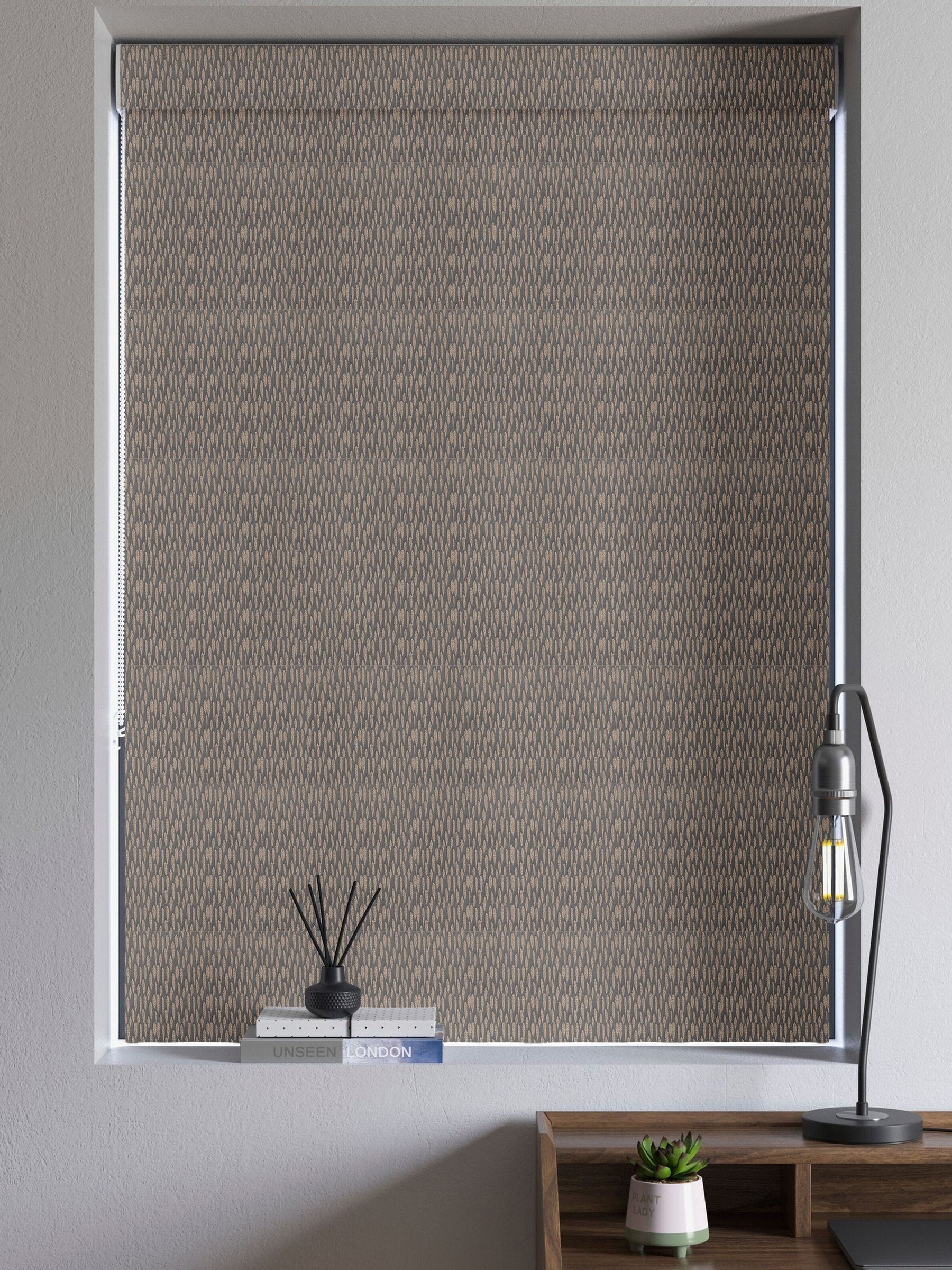 Bronze roman blinds with jacquard texture, made to measure - British product