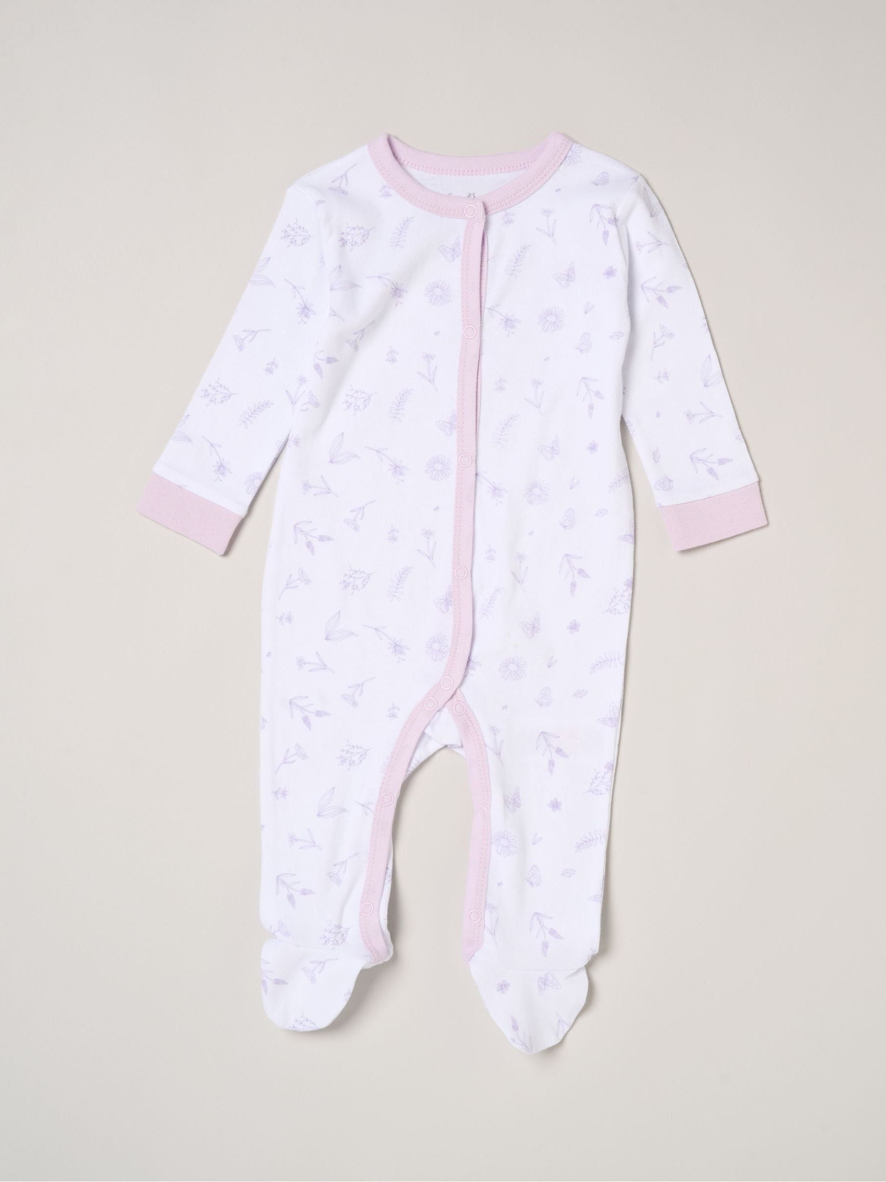 Rock-A-Bye Baby baby gift set with purple floral all-in-one - British product