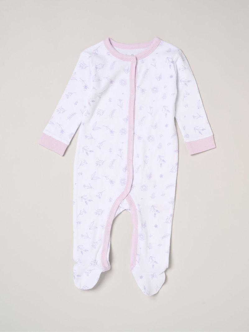 Rock-A-Bye Baby baby gift set with purple floral all-in-one - British product