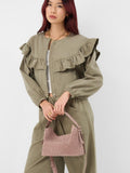 Accessorize brown fold top suede bag, imported from the UK