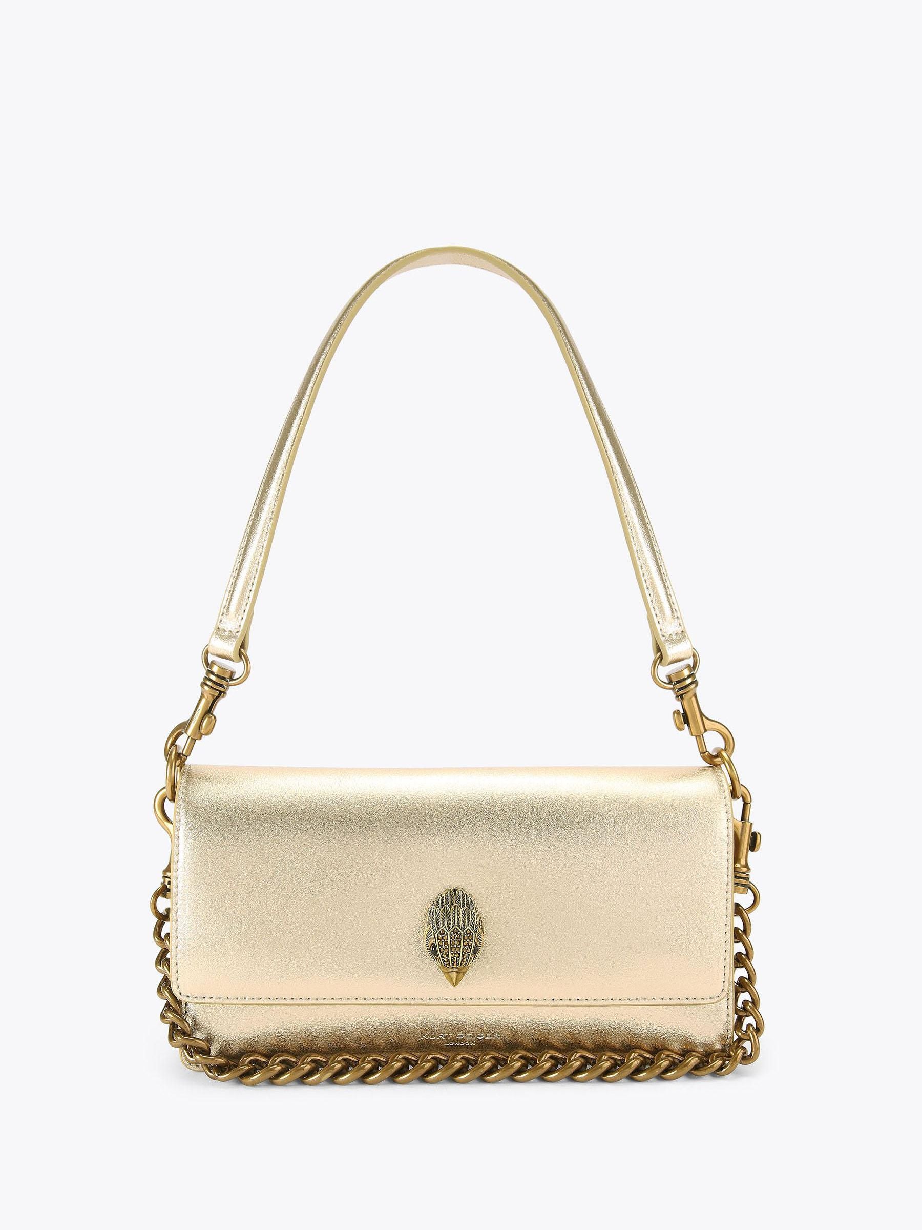 Kurt Geiger London gold lambskin shoulder bag (British brand)
