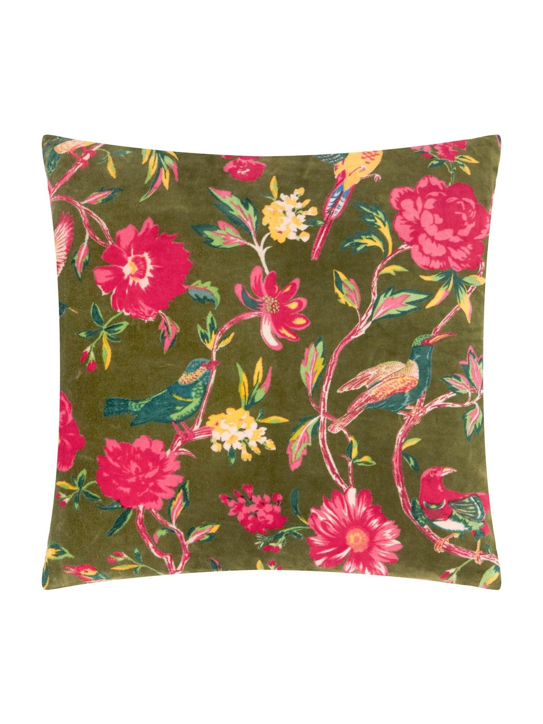 Wylder Woodgrove Green Aviary cushion 50x50 (British brand)