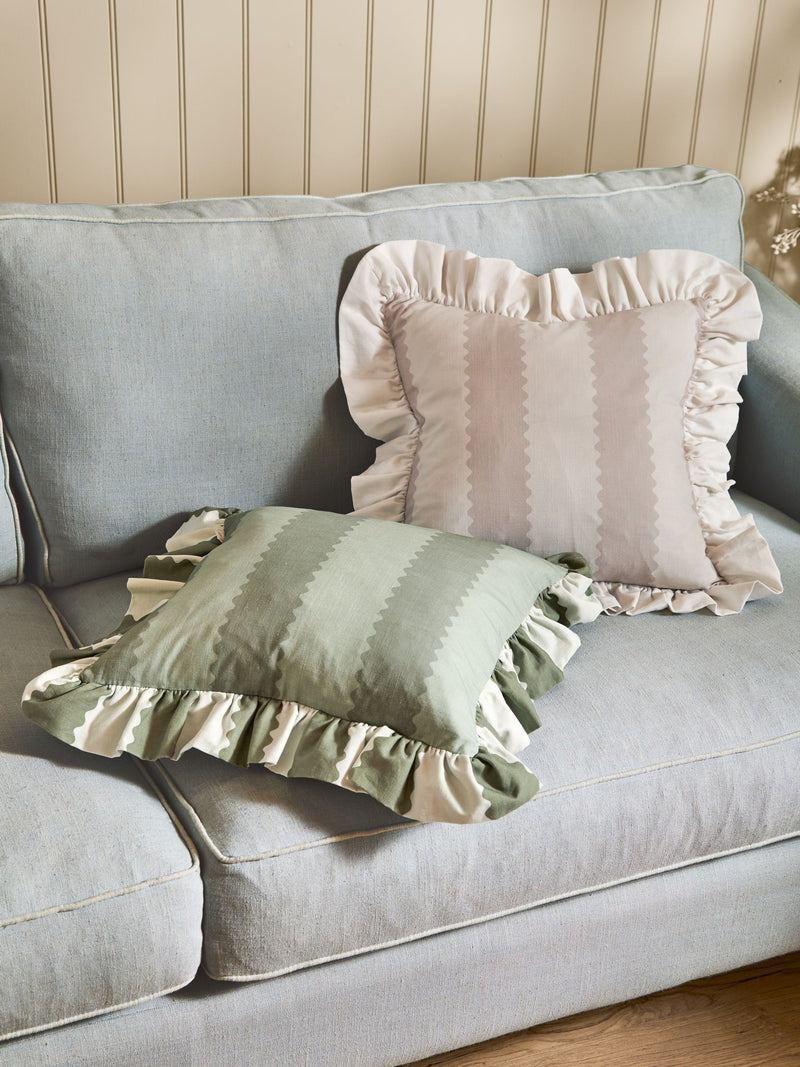 Wylder Birdie Stripe Ruffle cushion 45x45cm, UK version