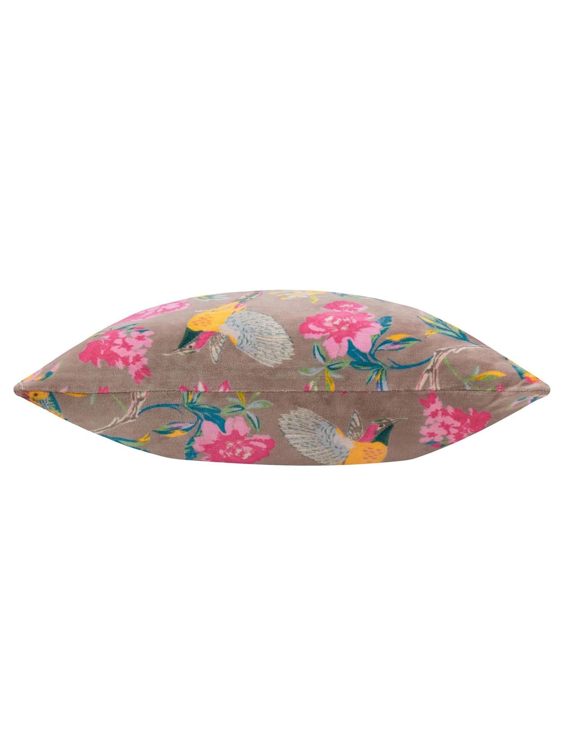 Wylder mink aviary cotton velvet cushion 50x50, imported from the UK