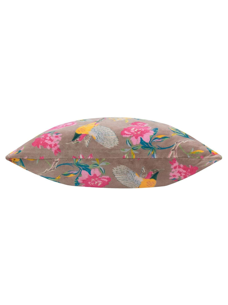 Wylder mink aviary cotton velvet cushion 50x50, imported from the UK