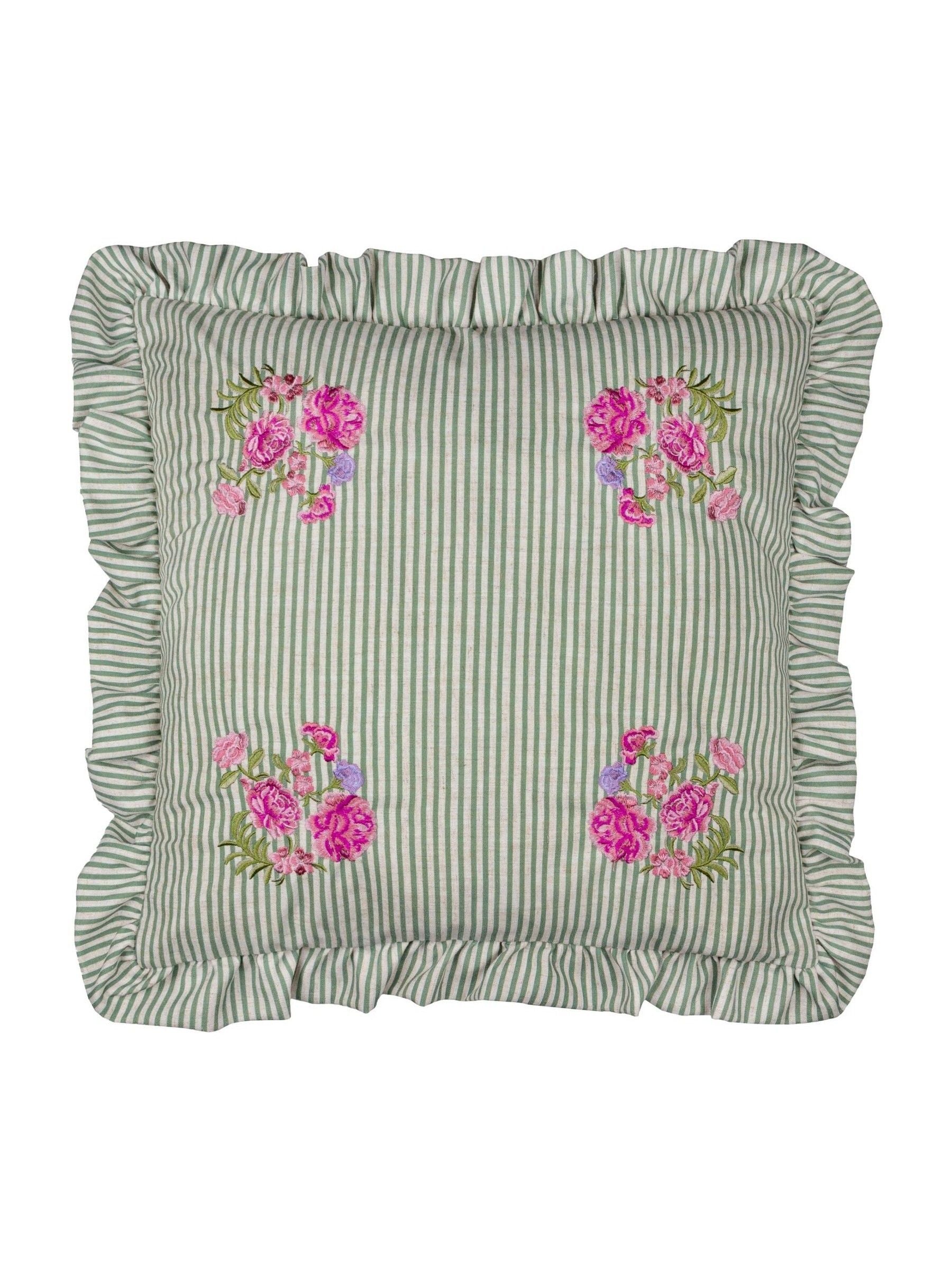 Wylder sage embroidered cushion 50x50, imported from the UK