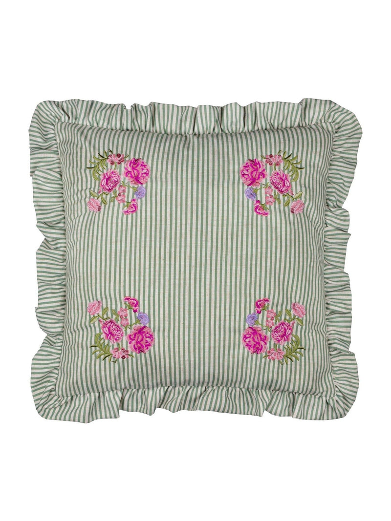 Wylder sage embroidered cushion 50x50, imported from the UK