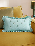 Furn Natural Les Petite Fleurs Gingham Ruffle Feather Filled Cushion 30x50cm