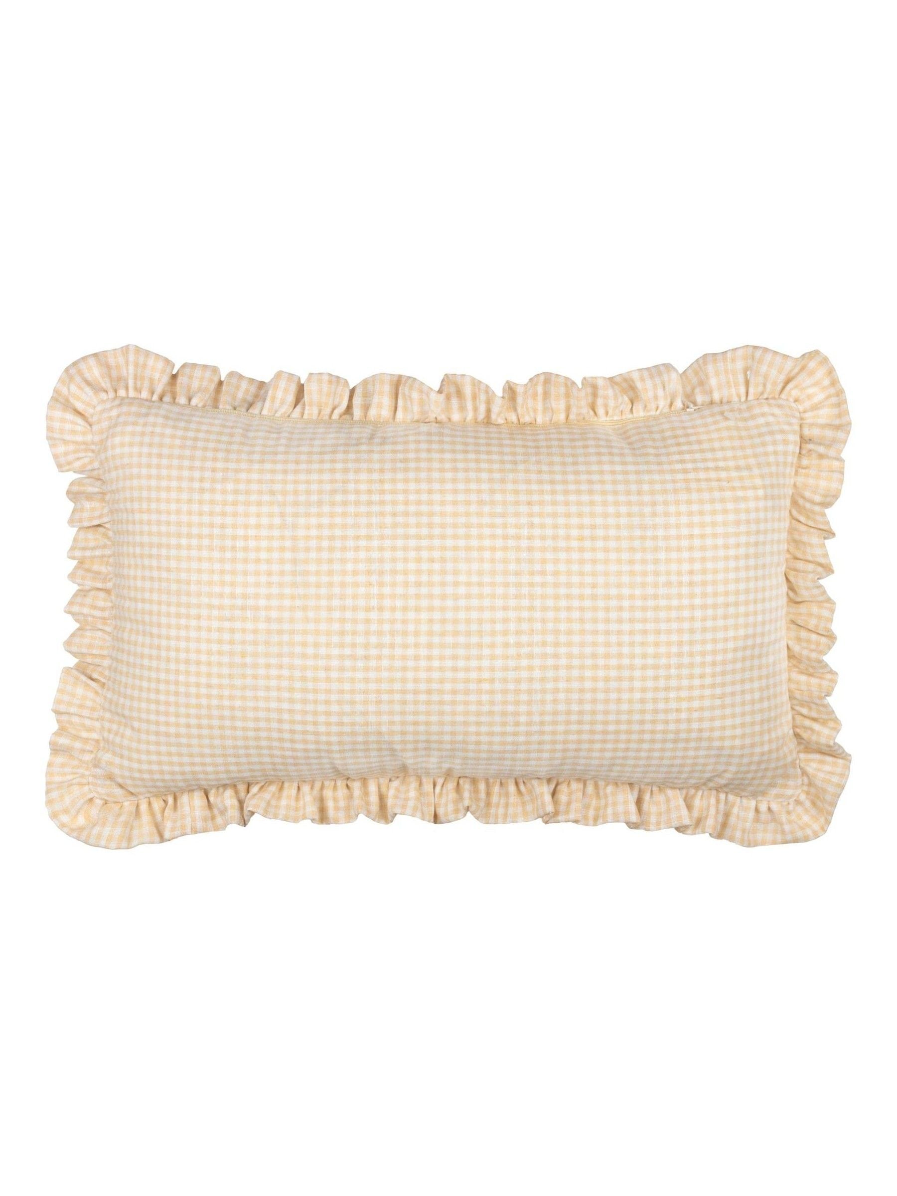Furn Natural Les Petite Fleurs gingham cushion 30x50cm, UK version