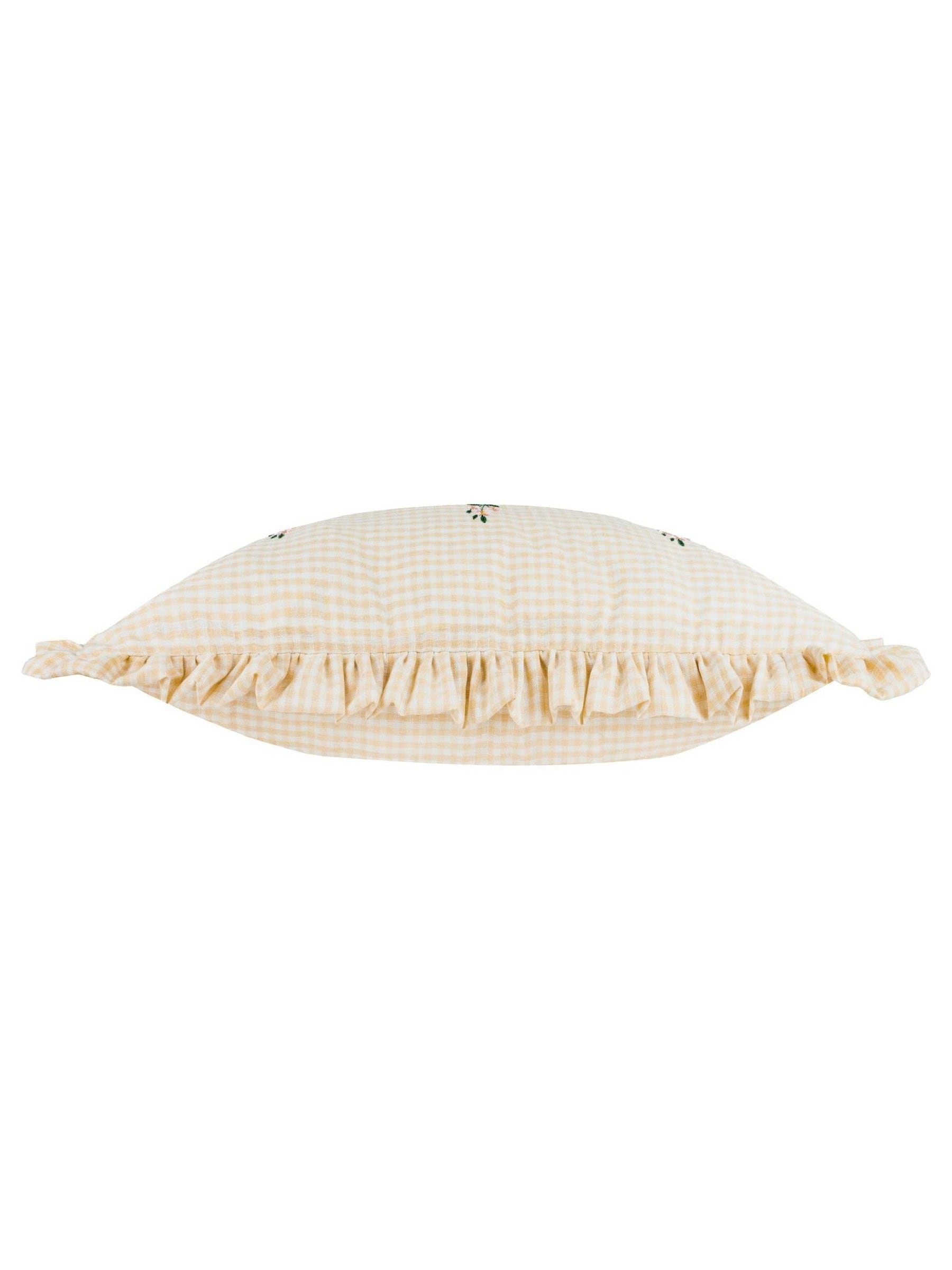 Furn Natural Les Petite Fleurs gingham cushion 30x50cm, UK version
