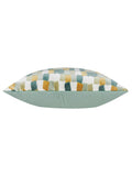Furn Green Metro Blocks velvet jacquard feather filled cushion - British product