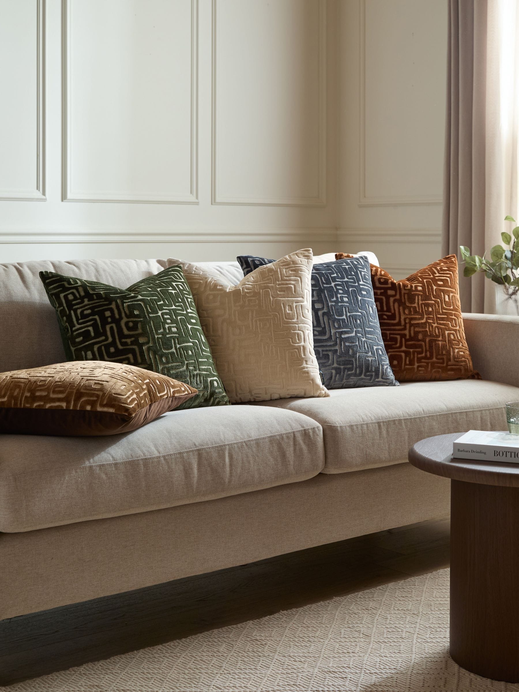 HÖEM Smoke Green velvet cushion 45x45, imported from the UK