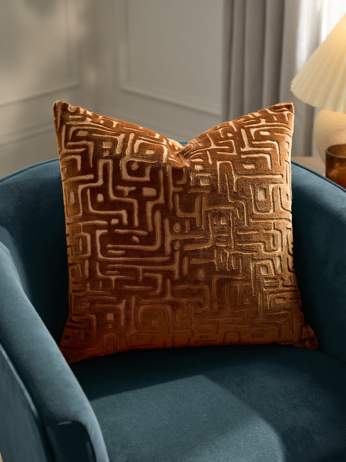 HÖEM Soren cut velvet cushion copper 45x45cm (British brand)