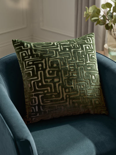 Next HÖEM Smoke Green Soren Cut Velvet Fibre Filled Cushion- Buy online at McGrocer