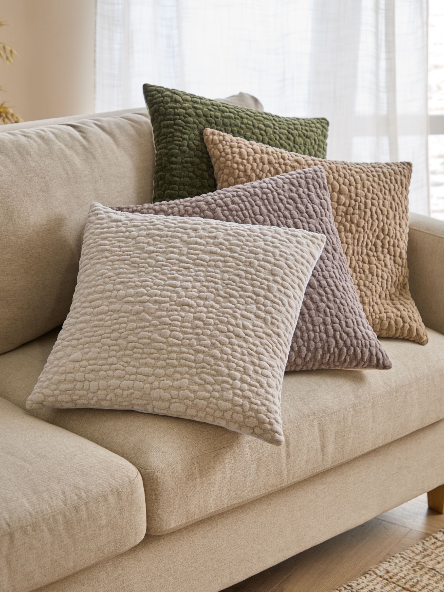 Yard Pebble textured chenille cushion 45x45cm, imported from the UK