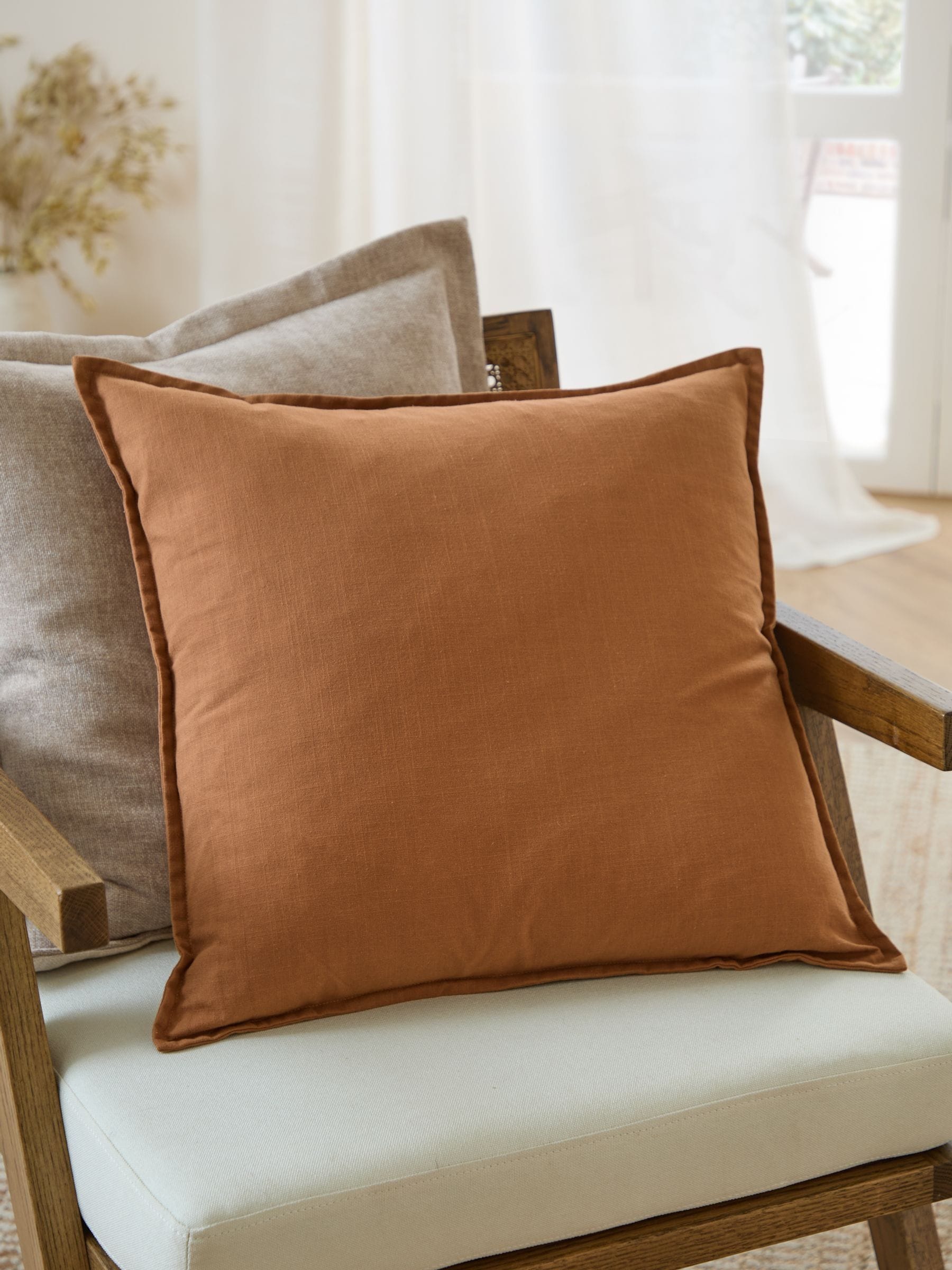 Yard toffee slub cotton cushion 50x50cm - British product