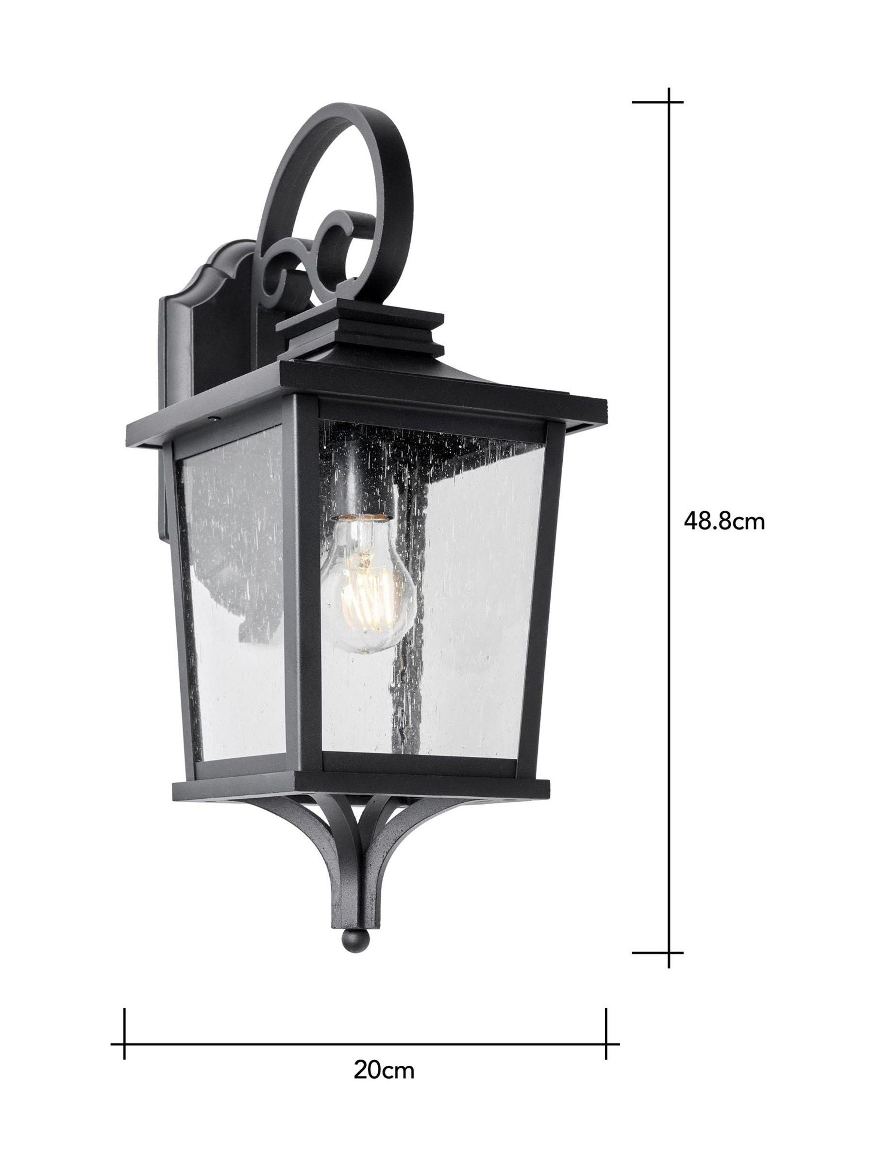 BHS Brexton black outdoor lantern 49cm - British product