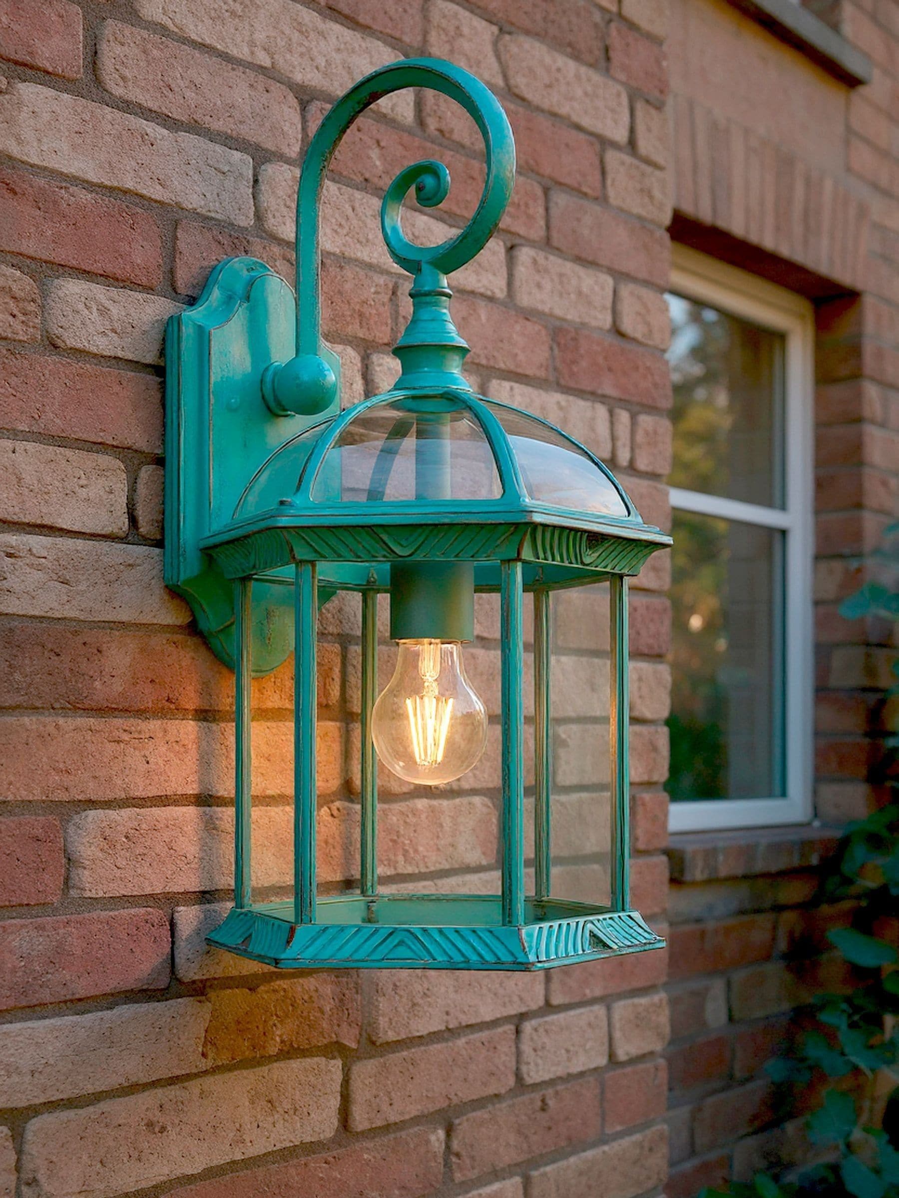 BHS Corbin large lantern Verdi Gris finish, UK version