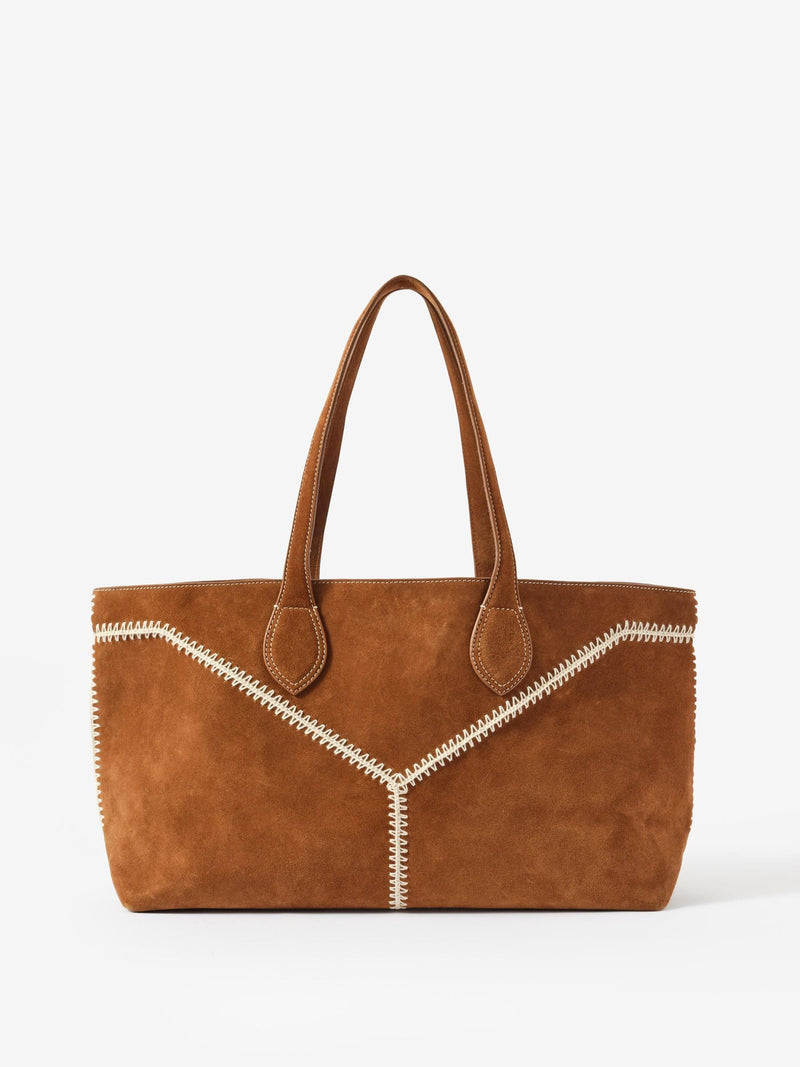 Mint Velvet brown Tula suede large tote bag, imported from the UK