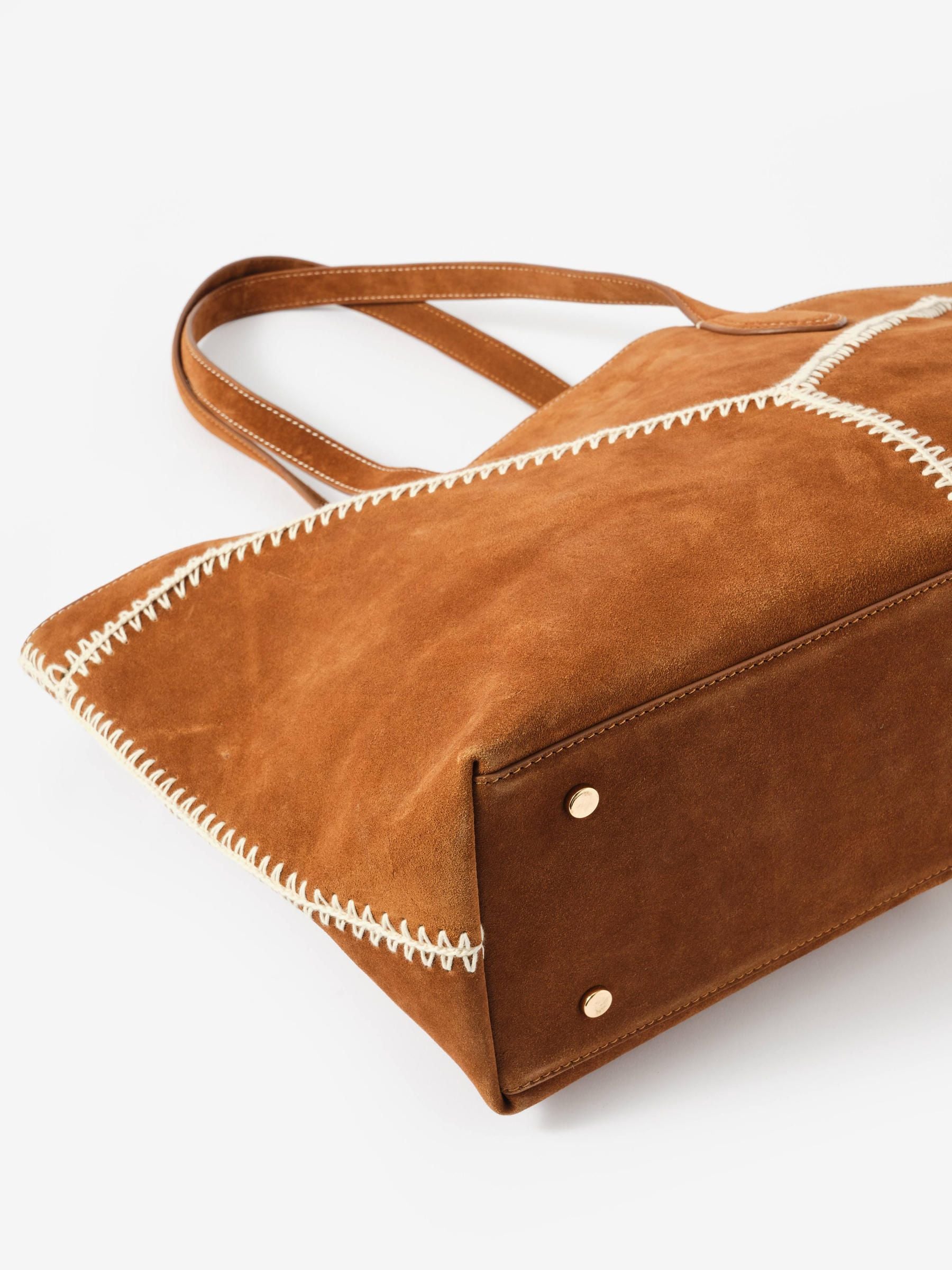 Mint Velvet brown Tula suede large tote bag, imported from the UK
