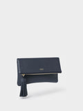 Osprey London blue Bexley grain leather clutch bag, imported from the UK
