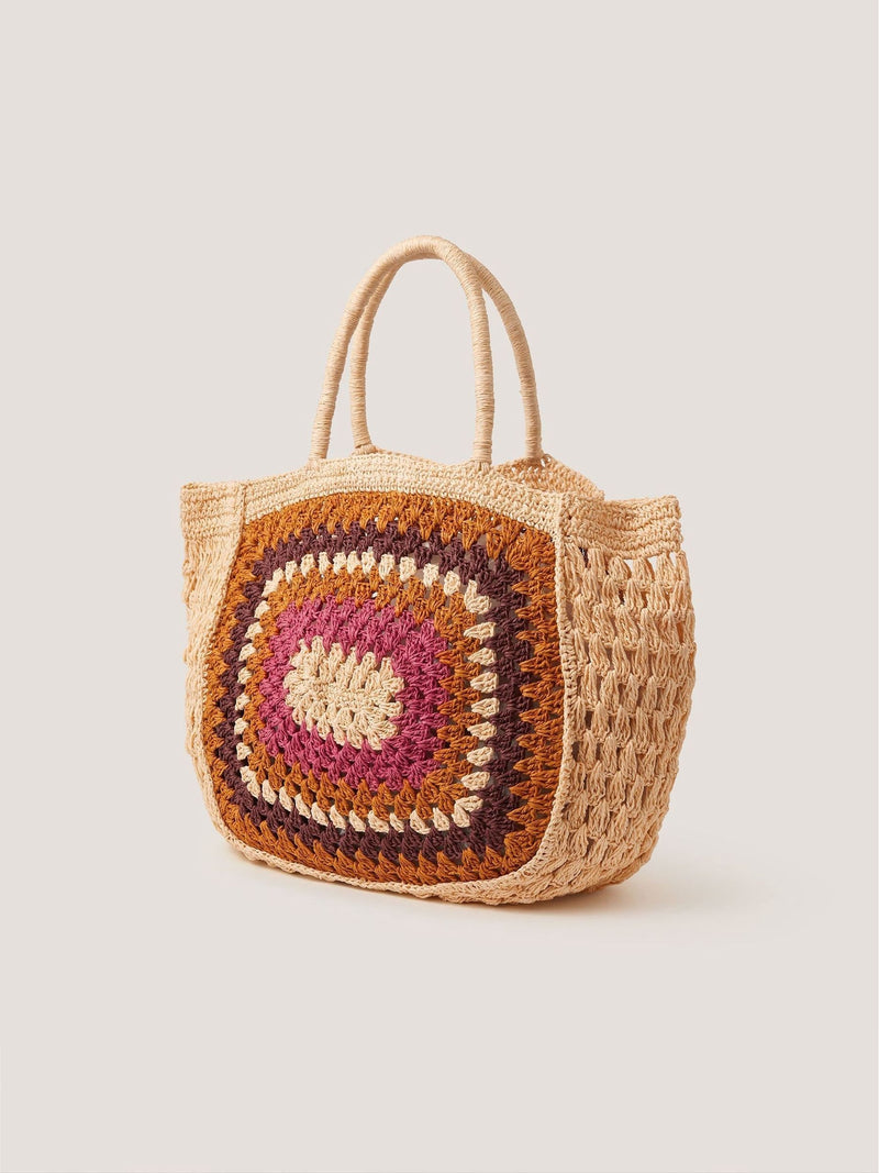 Monsoon Natural Cate Crochet Beach Bag, UK version