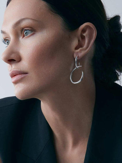 Next Dinny Hall Silver Tone Toro Large Drop Hoop Earrings- Buy online at McGrocer