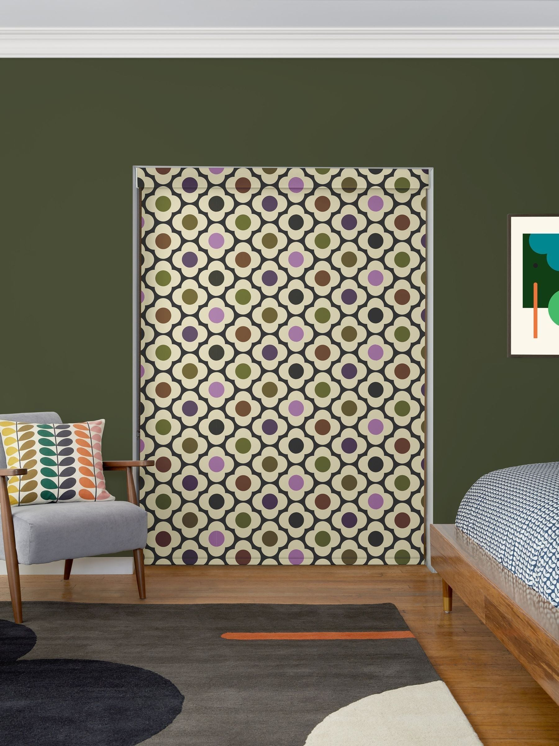 Orla Kiely made to measure blinds multi mauve spot flower, UK version