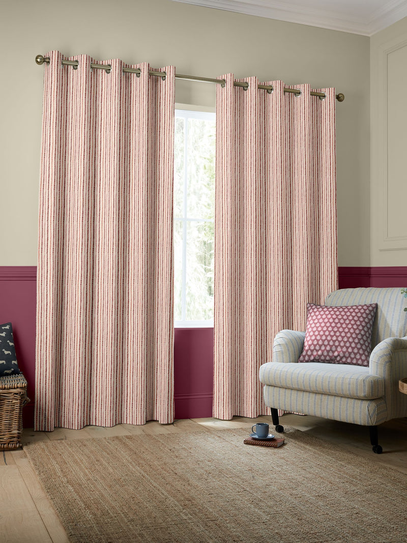 Emily Bond red Moroccan stripe made to measure curtains, imported from the UK