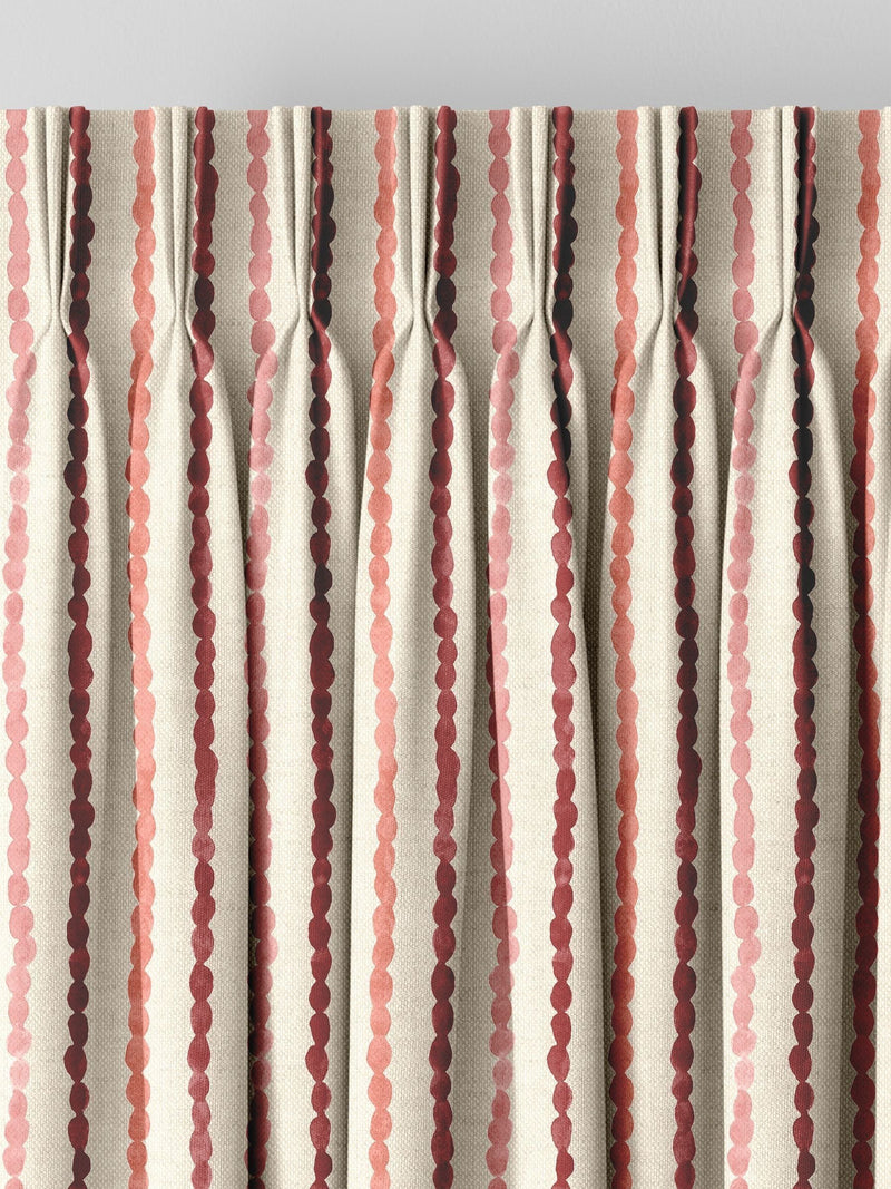 Emily Bond red Moroccan stripe made to measure curtains, imported from the UK